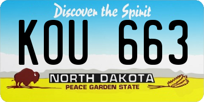 ND license plate KOU663