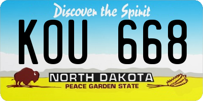ND license plate KOU668