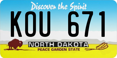 ND license plate KOU671