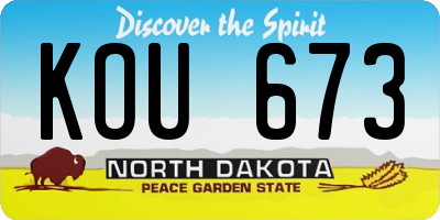 ND license plate KOU673