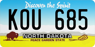 ND license plate KOU685
