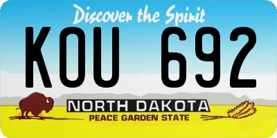 ND license plate KOU692