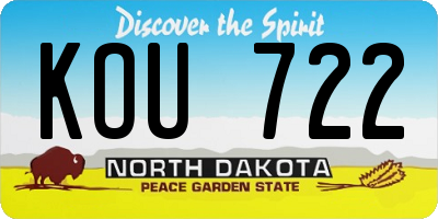 ND license plate KOU722
