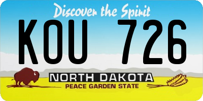 ND license plate KOU726