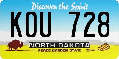 ND license plate KOU728