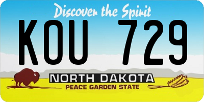 ND license plate KOU729