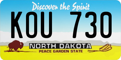 ND license plate KOU730