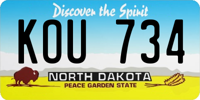 ND license plate KOU734