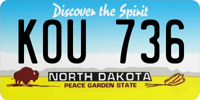 ND license plate KOU736