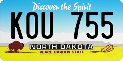 ND license plate KOU755