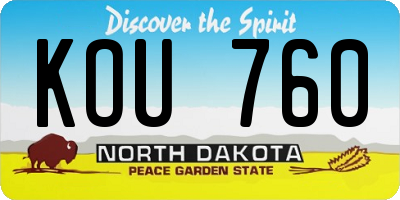 ND license plate KOU760