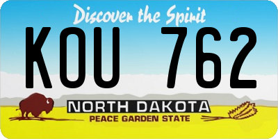 ND license plate KOU762