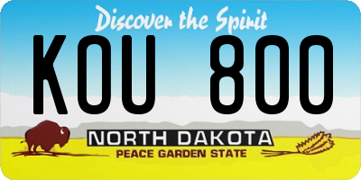 ND license plate KOU800