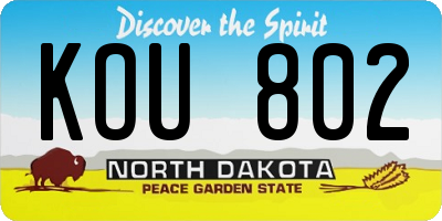 ND license plate KOU802