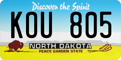 ND license plate KOU805