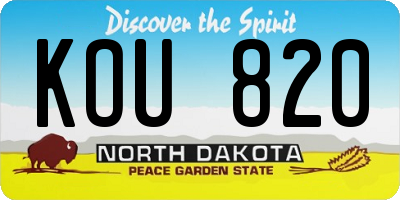 ND license plate KOU820