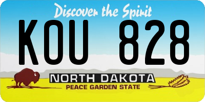 ND license plate KOU828