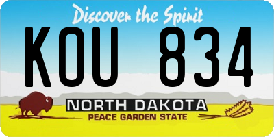 ND license plate KOU834