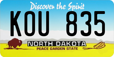 ND license plate KOU835
