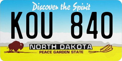 ND license plate KOU840