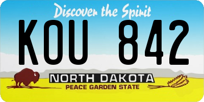 ND license plate KOU842