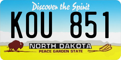 ND license plate KOU851