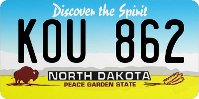 ND license plate KOU862