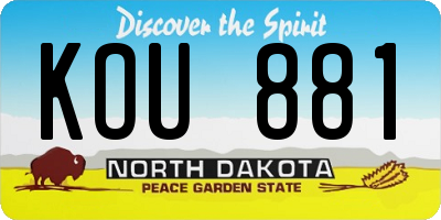 ND license plate KOU881