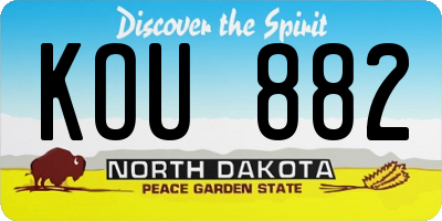 ND license plate KOU882