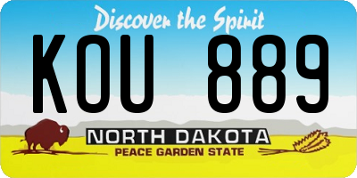 ND license plate KOU889