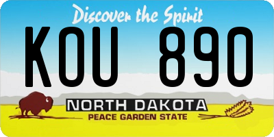 ND license plate KOU890