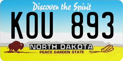 ND license plate KOU893