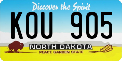 ND license plate KOU905