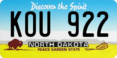 ND license plate KOU922