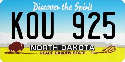 ND license plate KOU925