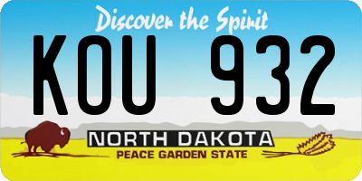 ND license plate KOU932