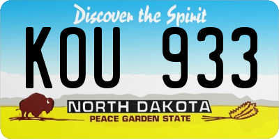 ND license plate KOU933