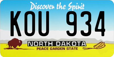 ND license plate KOU934