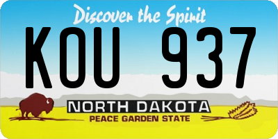 ND license plate KOU937