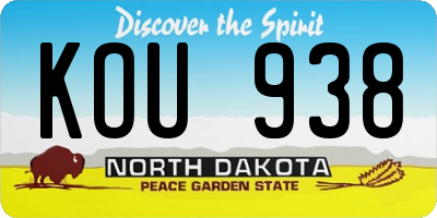 ND license plate KOU938
