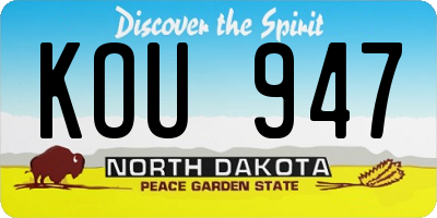 ND license plate KOU947