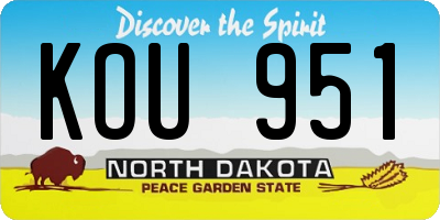ND license plate KOU951