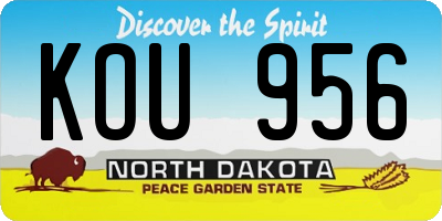 ND license plate KOU956