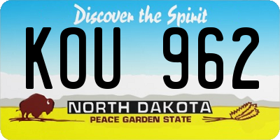 ND license plate KOU962