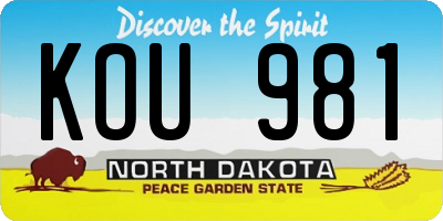 ND license plate KOU981