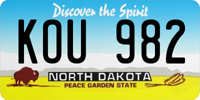 ND license plate KOU982