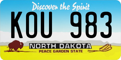 ND license plate KOU983