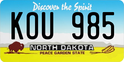 ND license plate KOU985