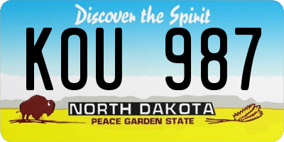 ND license plate KOU987