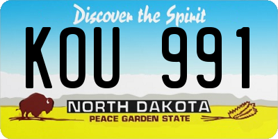 ND license plate KOU991